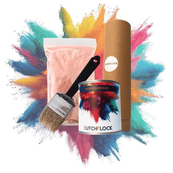 Flocking Kit Light Rose Medium | 200gr. flocking poeder - 250ml flock lijm - applicator - kwast