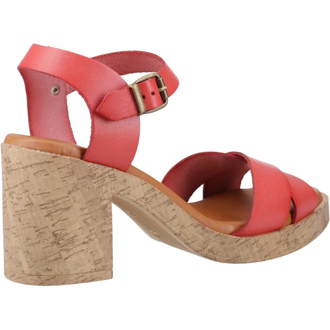 Hush Puppies Georgia Kurk Leren Dames Koraal Sandalen