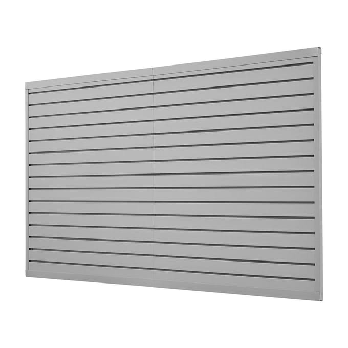 Panneaux Muraux à Lamelles 8 x 4 pi PVC Gris Slatwall de Garage avec Accessoires