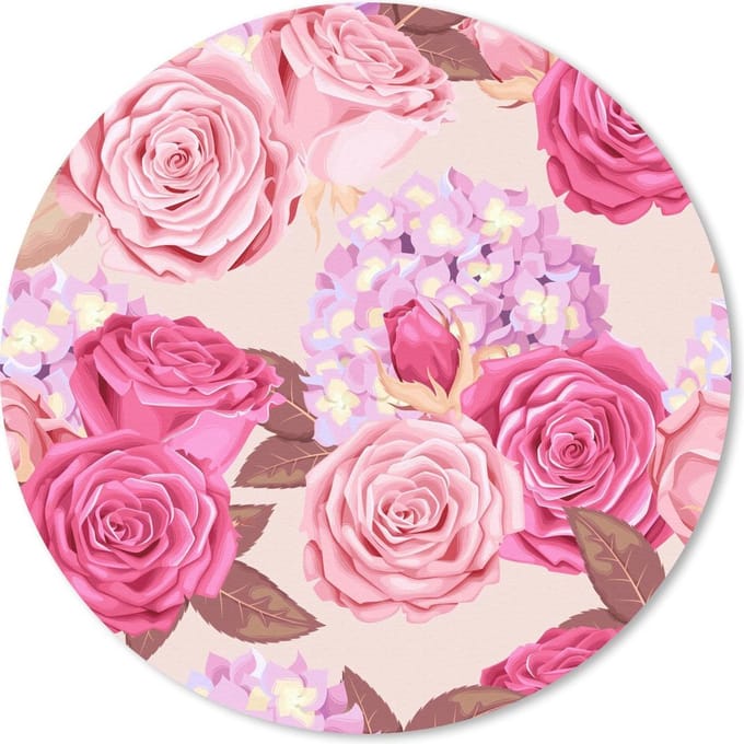 Muismat rond 20x20 cm - Mousepad Bloemen - Rozen - Roze - Ronde muismatten