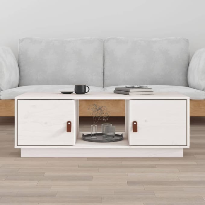 vidaXL - Salontafel - 100x50x35 - cm - massief - grenenhout - wit