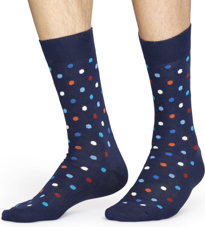 Happy Socks - Dots - Donkerblauw/rood/wit - Unisex - Maat 41-46