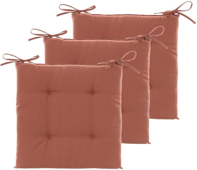 Hespiride Stoelkussen Altea - 3x - 40 x 40 cm - terracotta - vierkant - polyester - tuinkussen - buiten