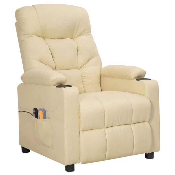 vidaXL - Massagestoel - elektrisch - stof - crèmekleurig