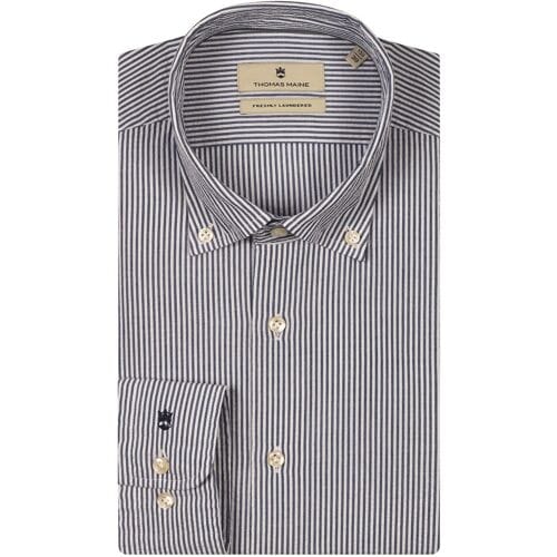 Thomas Maine Overhemd Seersucker Stripe Torino Button-Down Navy / male