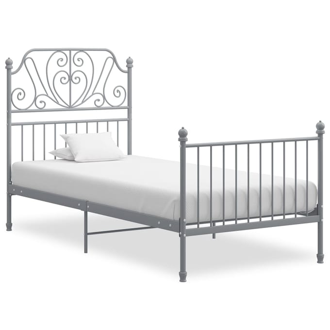 vidaXL - Bedframe - metaal - grijs - 100x200 - cm