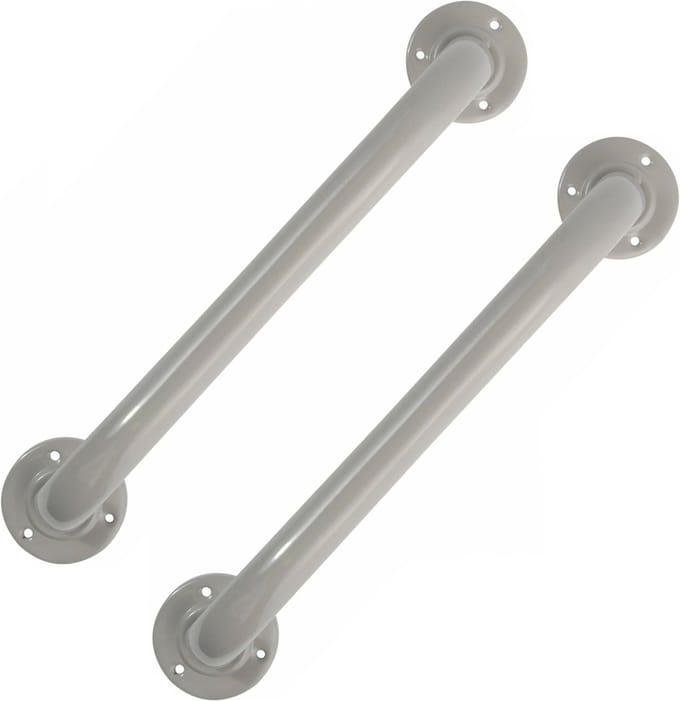 MSV Badkamer/douche wand/muur handgreep - 2x - rvs metaal - beige - 30 cm - Extra houvast beugel