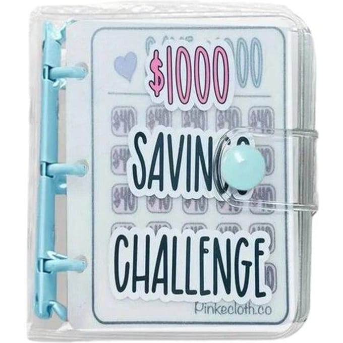 Creatieve $1.000 Spaaruitdaging Binder met Envelop Duurzaam Glanzend PVC, Kerstcadeau Geldbesparingsuitdaging