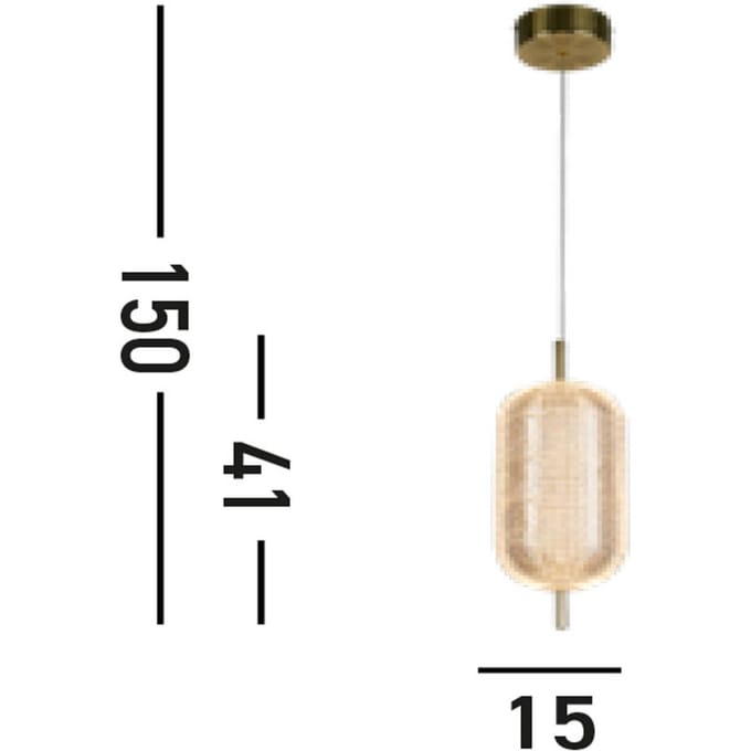 Searchlight Capsule LED hanglamp, messingkleurig, ijzer, acryl