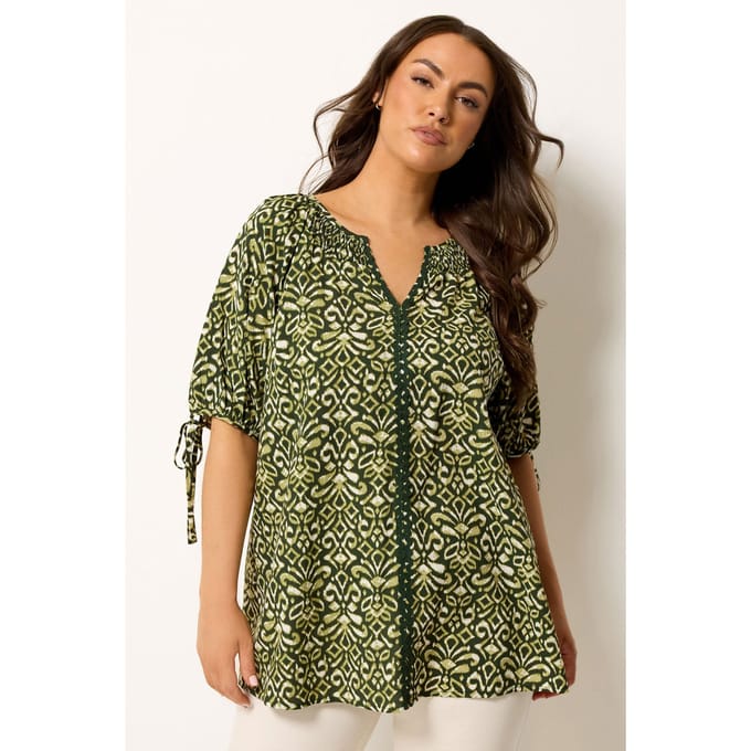 Yours Groene Ikatprint Blouse Size 42