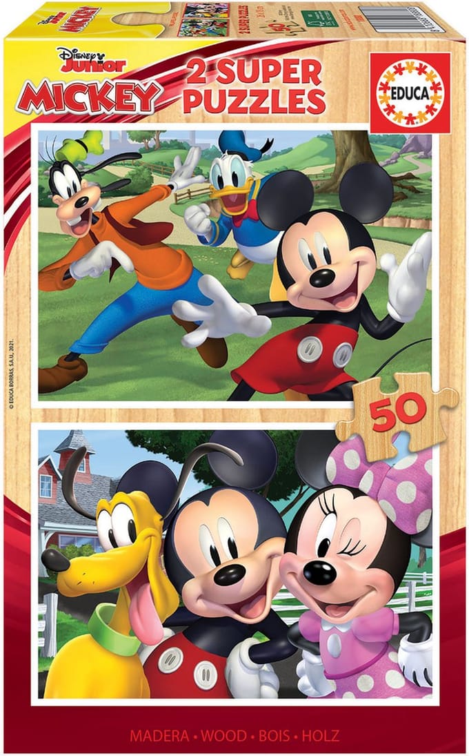 EDUCA - puzzel - 2 x 50 stuks - hout - MICKEY & FRIENDS