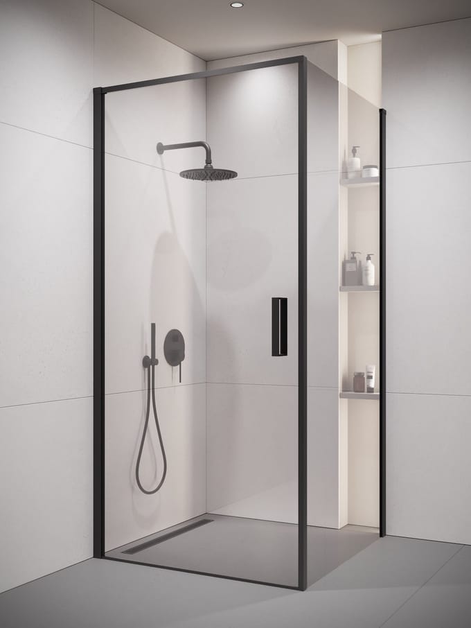 Badplaats Douchecabine Alava 80 x 80 x 190 cm – Zwart – Douchewand met Draaideur