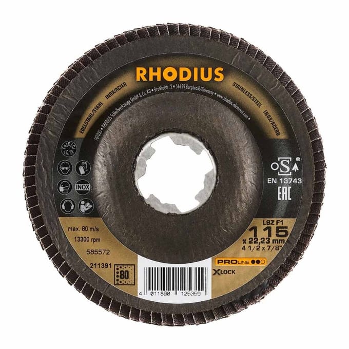 Rhodius 211391 LSZ F1 X-LOCK Lamellenschijf Korrelgrootte (num) 80 RVS, Staal 10 stuk(s)