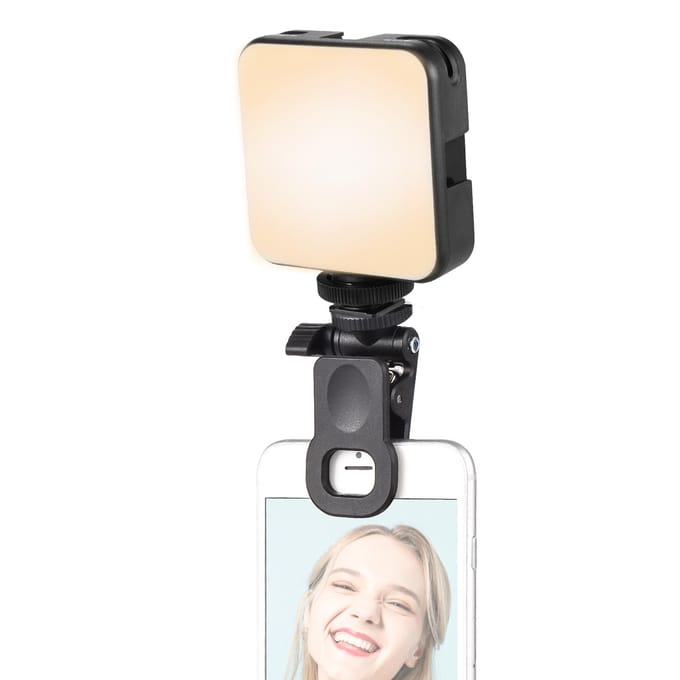 Andoer W64 Mini Clip-on LED-videolamp Mobiele telefoon Invullicht Tabletcomputer Videoconferentie zwart