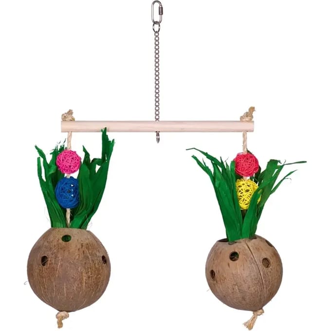 Kokosvogelspeelgoed met zitstok en maïsbladeren Nobby Pet