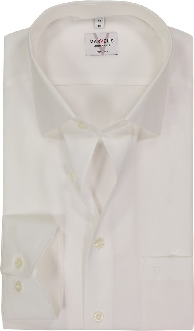 MARVELIS modern fit overhemd - beige - Strijkvrij - Boordmaat: 41