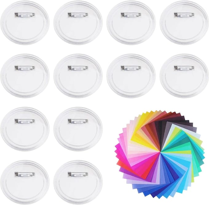Dailygoods- Badge Knop 50 Stuks - Plastic 6x6x0,8 cm - Kleurrijk