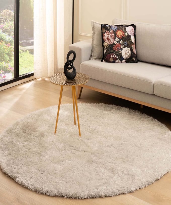 Velvet vloerkleed rond - Posh lichtzilver 200
