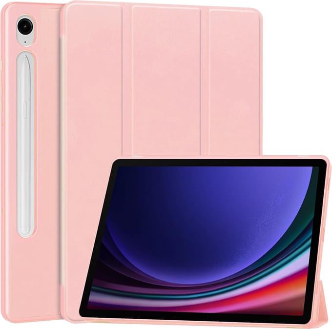 Hoesje geschikt voor Samsung Galaxy Tab S10 Plus / S9 Plus / S9 FE Plus / S8 Plus / S7 Plus / S7 FE - Screen Protector GlassGuard - SmartDefend Book Case Cover Kunstleer Rosegoud & Screenprotector