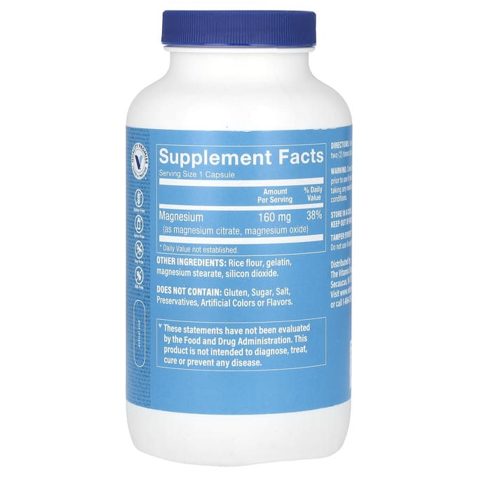 The Vitamin Shoppe, Complexe de citrate de magnésium, 160 mg, 300 capsules