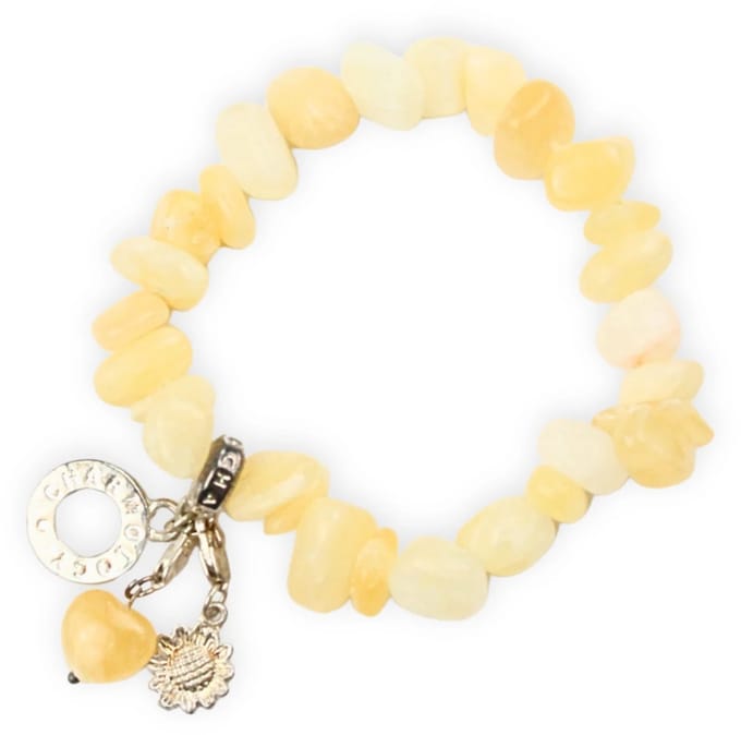 Split armband gele Calciet met bedels