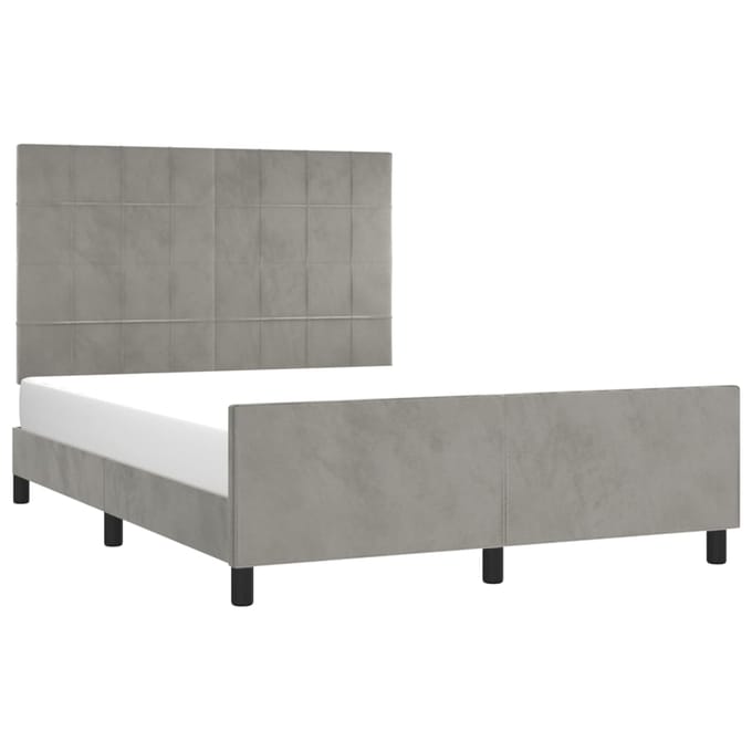 vidaXL - Bedframe - zonder - matras - 140x190 - cm - fluweel - lichtgrijs