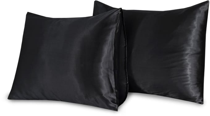 Beauty Silk - Satijnen Kussenslopen - Set van 2 stuks - 60 x 70 cm - Zwart - Glans Satijn