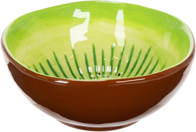 Keramische serveerschaal met kiwi-design. Ideaal voor stijlvolle eetta