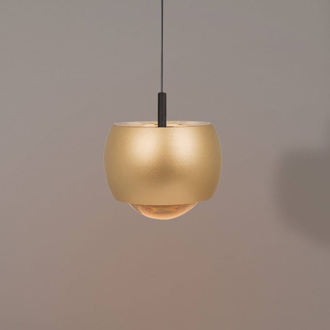 Mantra Iluminación Roller hanglamp, goudkleurig, verstelbaar, glazen lens