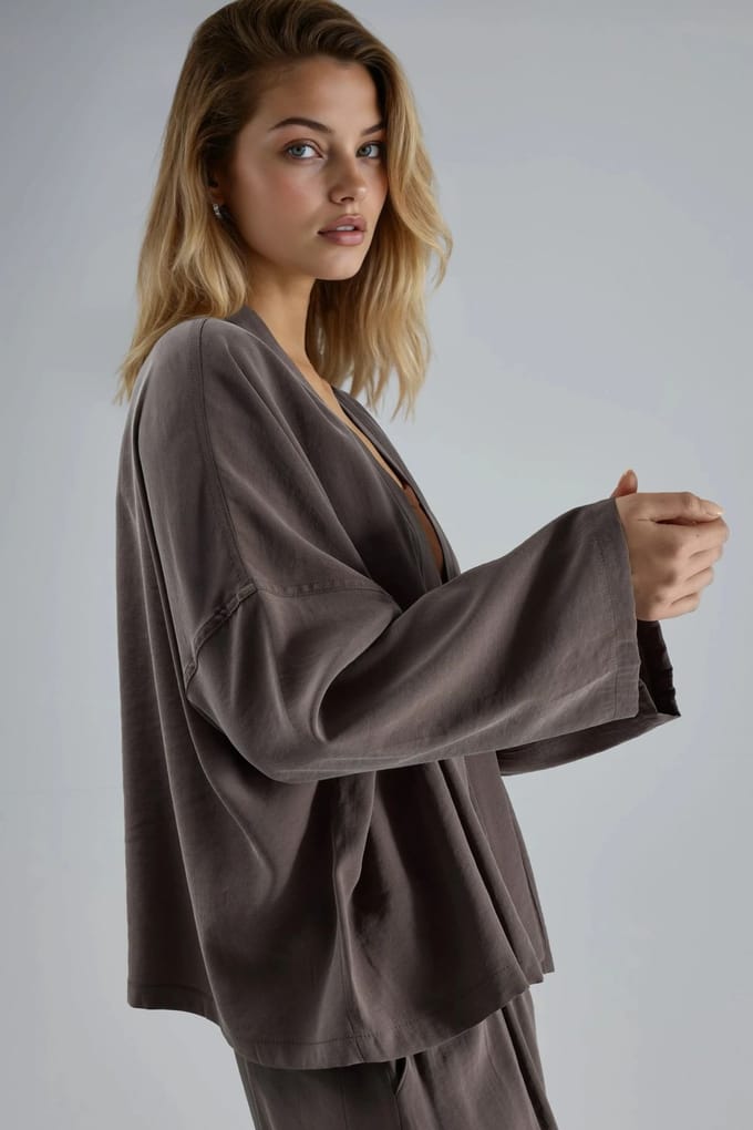 Lange Mouwen Losse Pasvorm Kimono