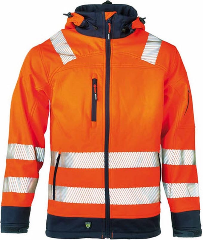Herock Gregor High Viz Softshell jack HV (1902) - Fluor oranje | Donkerblauw - XXXL