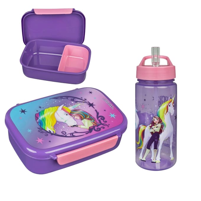 Unicorn Acadcemy lunchset; lunchbox en drinkfles