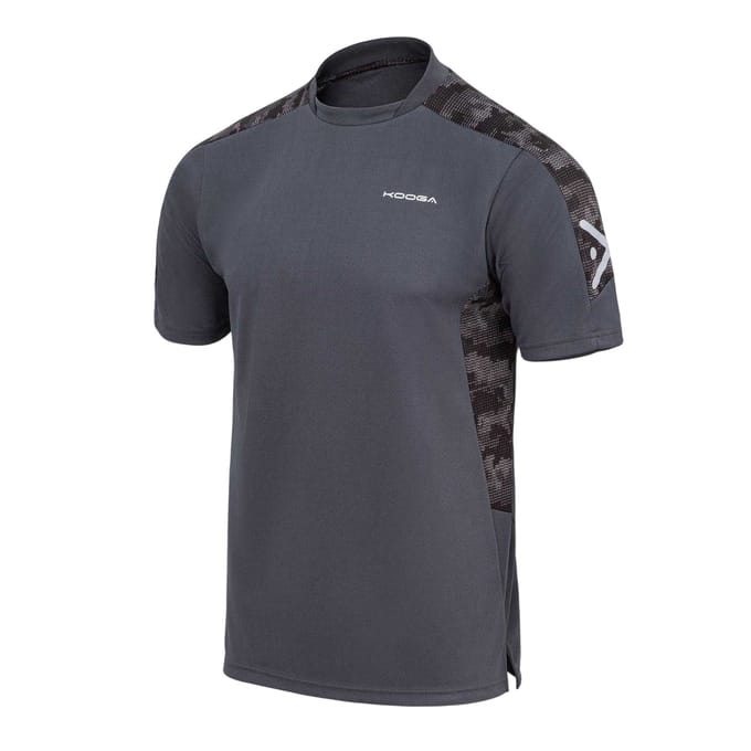 KooGa Heren-T-shirt met panelen en ronde hals (Houtskool)