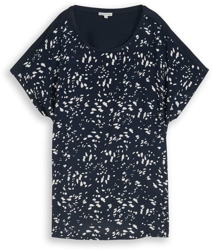 Tom Tailor - Plus Size - T-shirt in materiaalmix - Maat 48 - navy dot