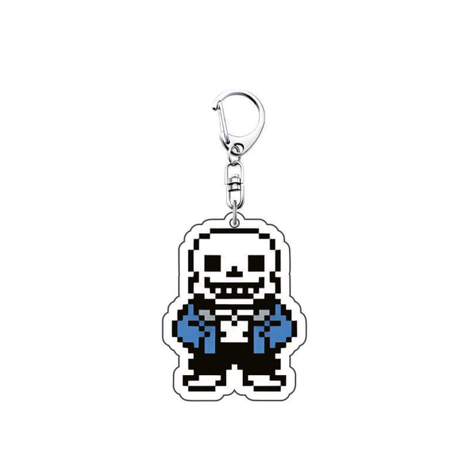 Spel Undertale Pixel Sleutelhanger 6cm Acryl Sans Flowey Papyrus Asriel Hanger Auto Sleutelhanger Tas Accessoires Geanimeerd Cadeau 6 cm white