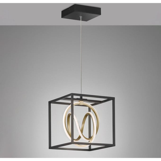 Fischer & Honsel - Hanglamp Gisi - 1x LED 15 W (incl.) - Zwart Mat