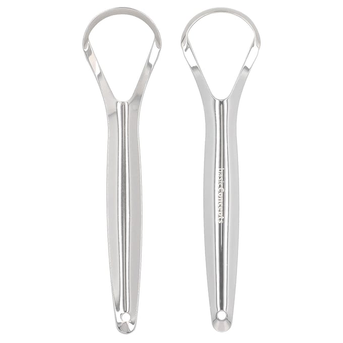 basicConcepts, gratte-langue en acier inoxydable, étui de voyage inclus, 2 pièces beige