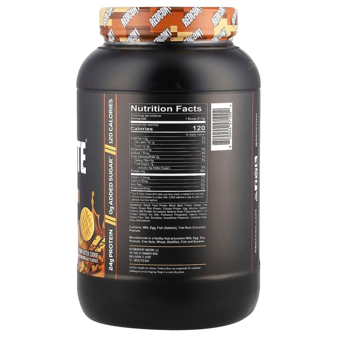 Redcon1, MRE Lite, Eiwit uit hele voeding, Pindakaaskoekje, 2,08 lb (945 g)