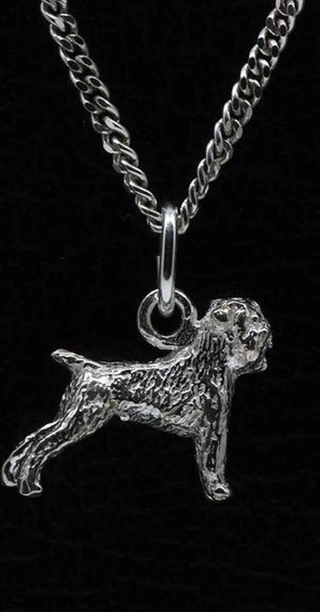 Zilveren Brusselse smoushondje ketting hanger - klein