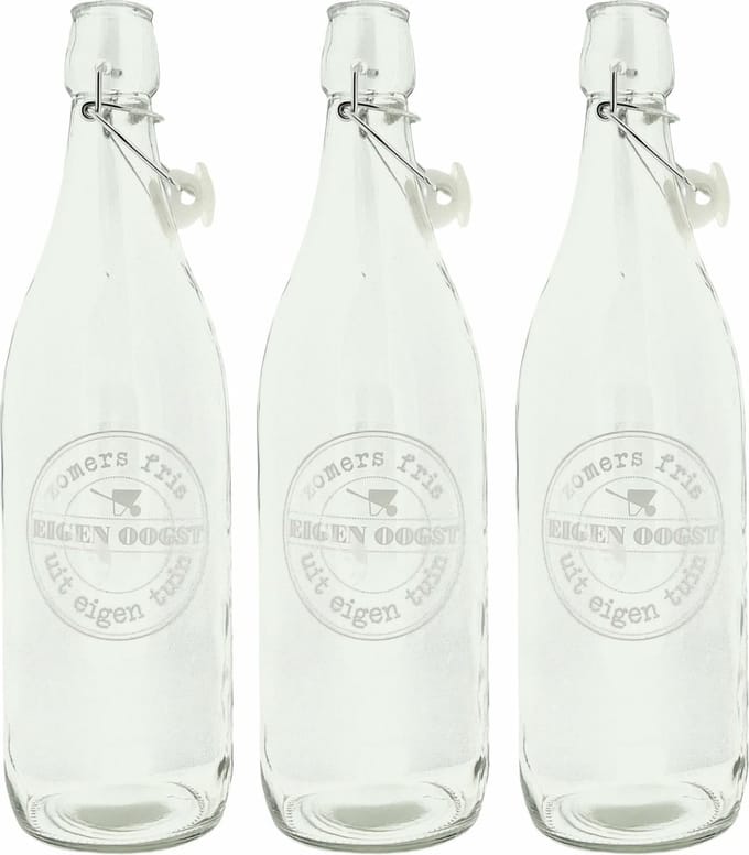 Limonadefles - Sapfles - Waterfles - 1 Liter - 8 x 30 cm - 3 Stuks