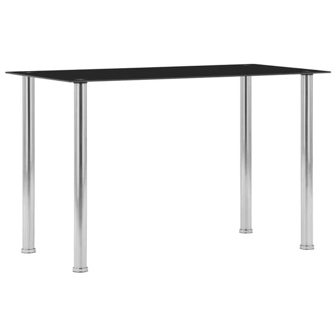 vidaXL - Eettafel - 120x60x75 - cm - gehard - glas - zwart