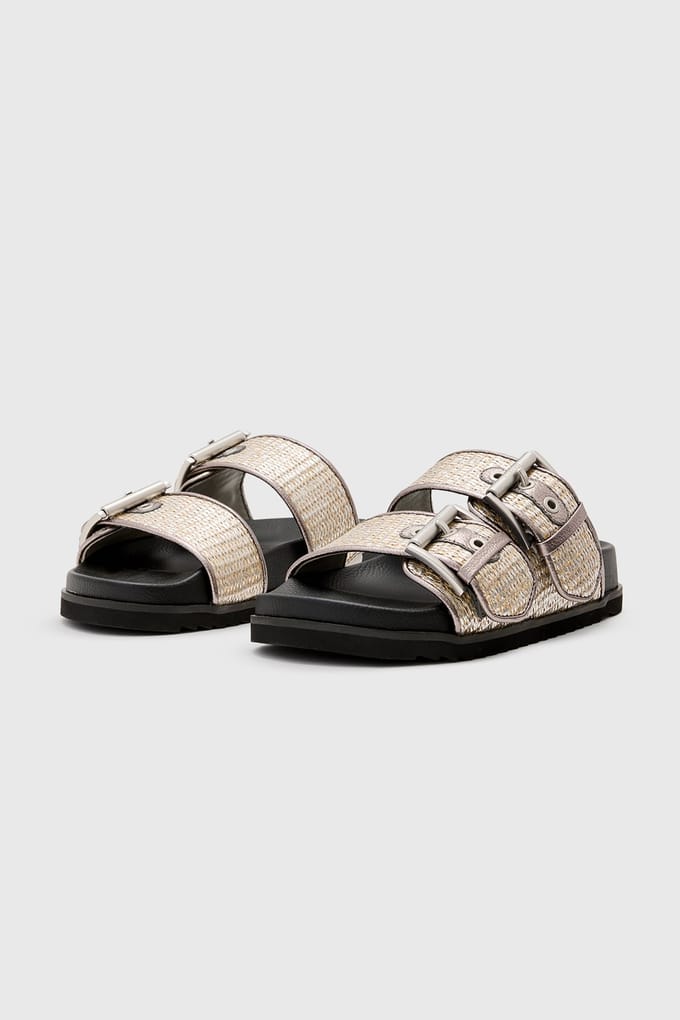 AllSaints Sian Raffia Sandal Silver Taglia: 40 | Infradito Outlet | Donna | Grigio