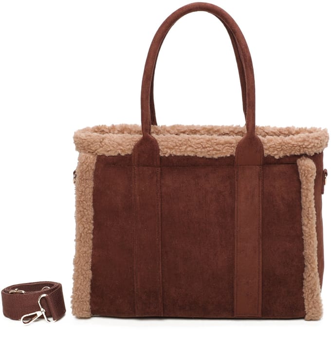 Trendy handtas / totebag - Ines Delaure - suede look - bruin