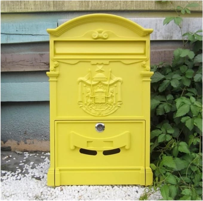 Brievenbus - Postbus Pakketkast - Post Ontvangen - Afsluitbaar Weerbestendig - 46x32x17 cm - Geel