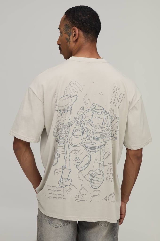 Oversized Toy Story Buzz & Woody Licentie Print T-shirt | Stone | Size Medium