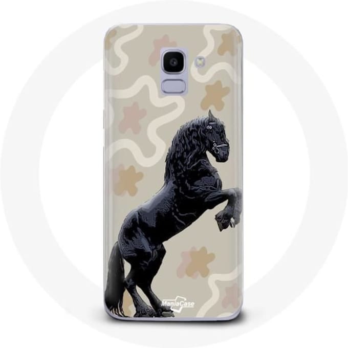 Hoesje voor Samsung Galaxy A6 2018 Friese zwarte paardenras zwart