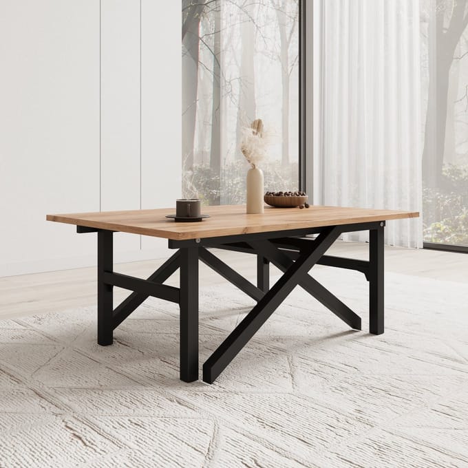 Meubella - Xalir - Salontafel uitschuifbaar - Eiken - 100x70x40 cm