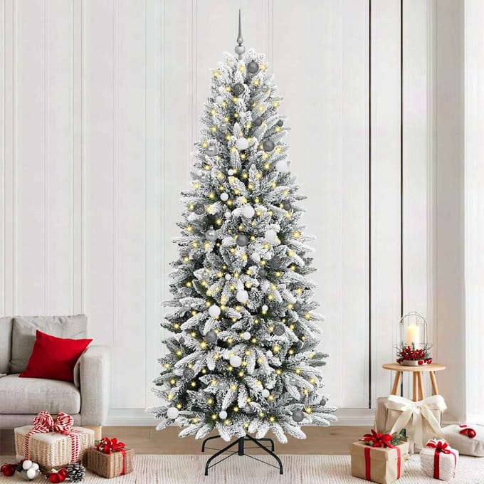 vidaXL Kunstkerstboom Wit 240 cm PVC en Plastic en Staal en PE