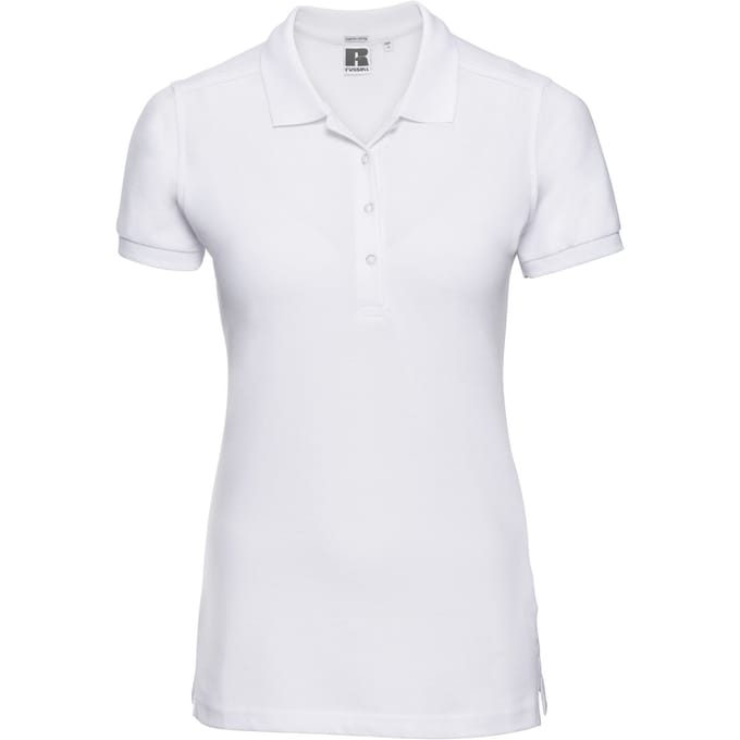 Russell Dames/Dames Piqué Poloshirt (Wit)