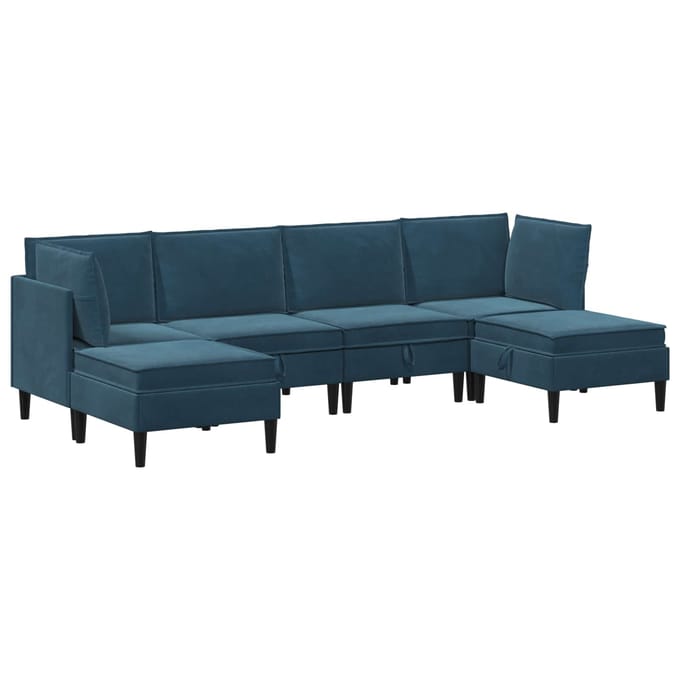 vidaXL - Woonkamer - Meubelset - 6 - st - Blauw - Fluweel